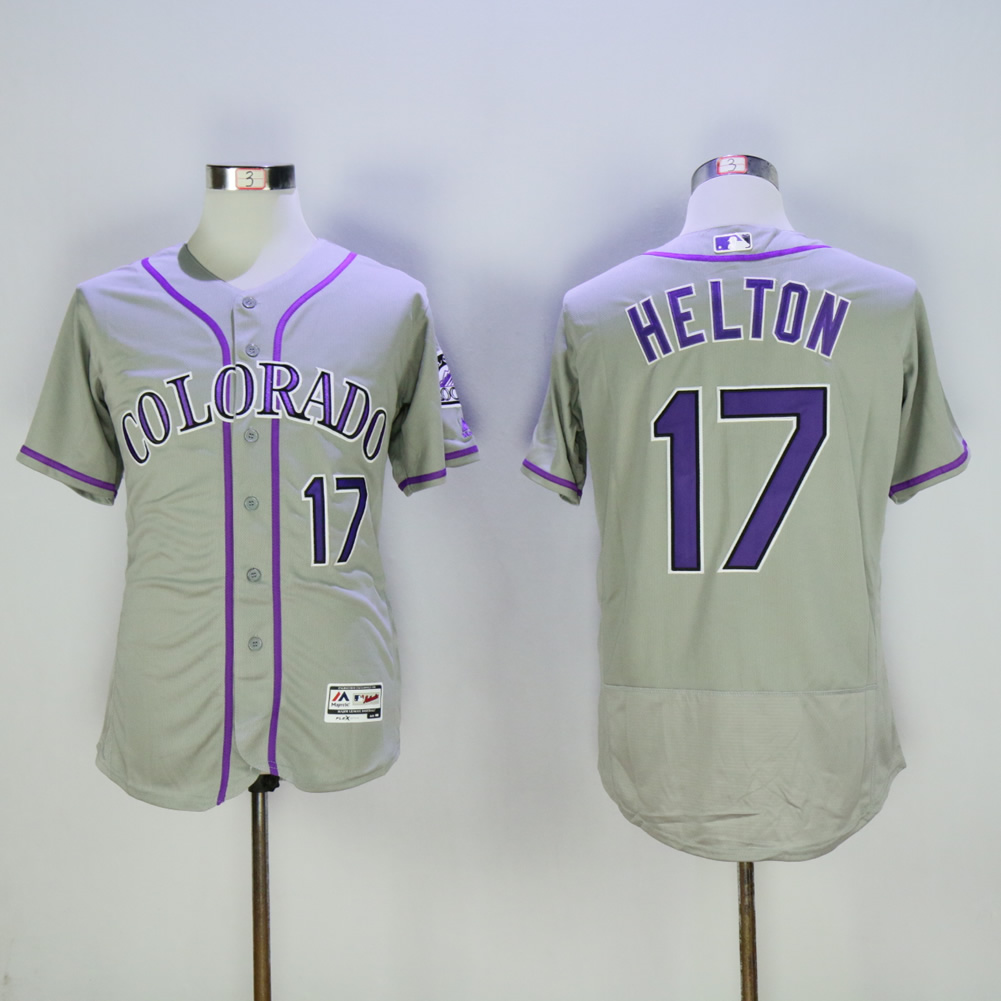 Men Colorado Rockies 17 Helton Grey MLB Jerseys